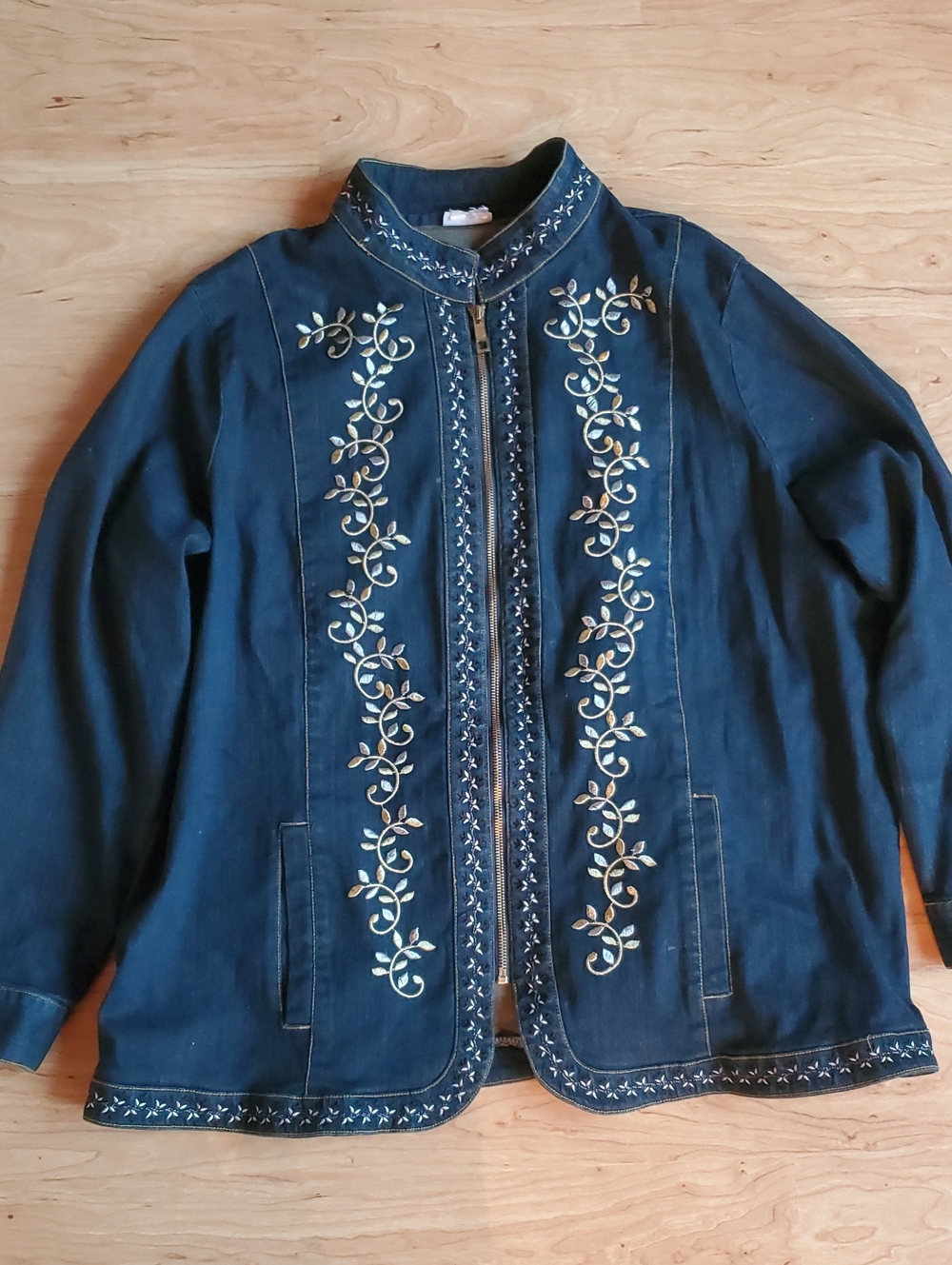 Embroidered Navy Blue Women's Jacket By Vicki Wayne